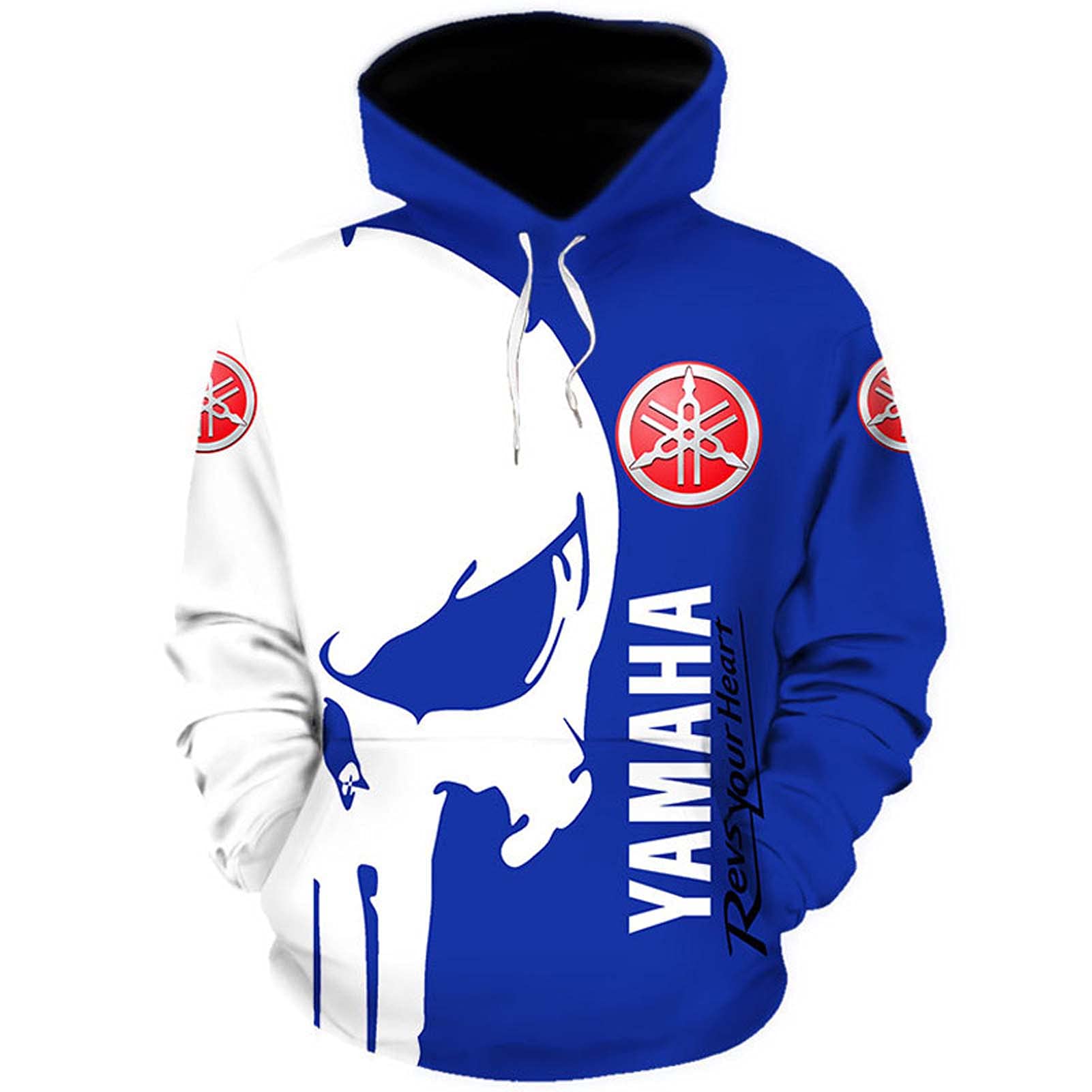 Men Hoodies Jacket for Yam-Aha, 3D Print Hooded Pullover, Unisex Hoodie Hooded Pullover Long Sleeve Sweatshirts with Pockets,Blue,L