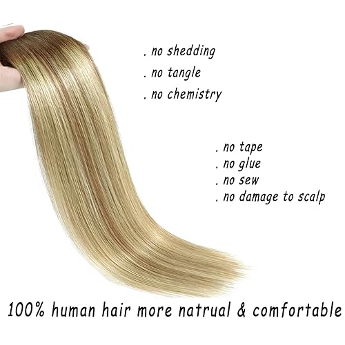 Miniatura 2 de Beroyal - Extensiones de cabello humano real con alambre, 16 pulgadas, marrón chocolate a marrón claro y rubio 613, extensiones de cabello Remy de