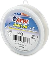 Vista 22 de Alambre de pesca americano Surflon recubierto de nailon 1x7 de acero inoxidable, línea líder de pesca para agua salada, prueba de 10 libras - prueba