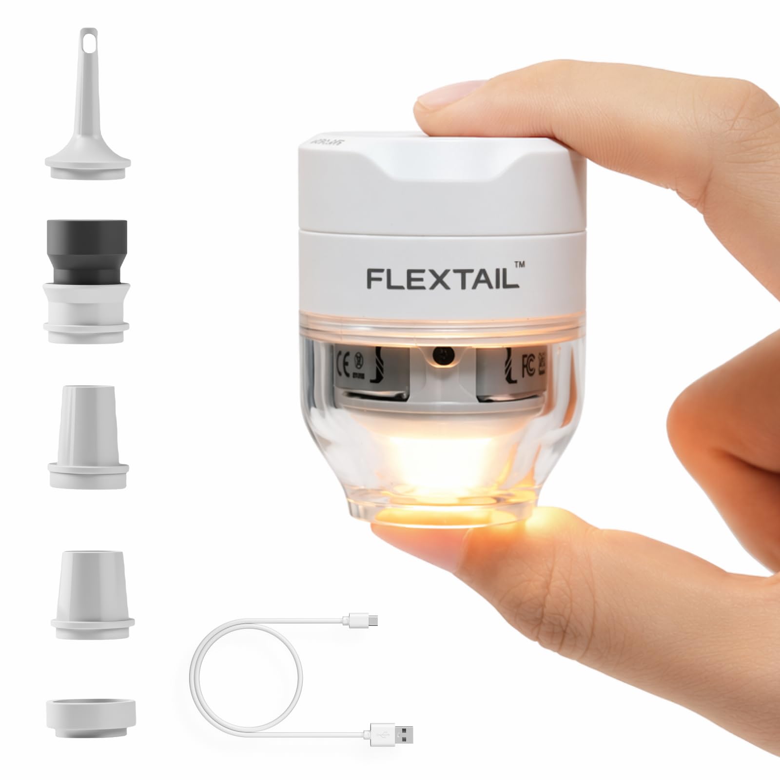 FLEXTAILGEAR Mini Pompe à Air Électrique Portable 3-en-1 : Gonfleur sans Fil avec Lanterne LED 5 Modes, Pompe à Vide pour Sac de Rangement, Matelas de Camping et Bouée - Légère et Silencieuse