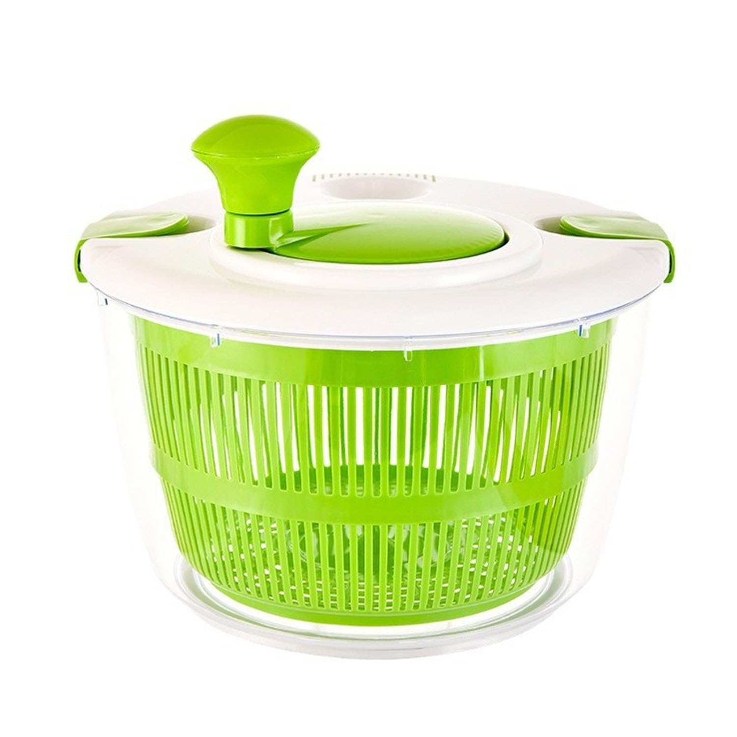 Salad Spinner Small Salad Washer and Spinner, Lettuce Spinner with Vegetable Washing Basket and Serving Bowl, BPA Plastic Free, Household Fruit Drainer Salad Dryer, Green