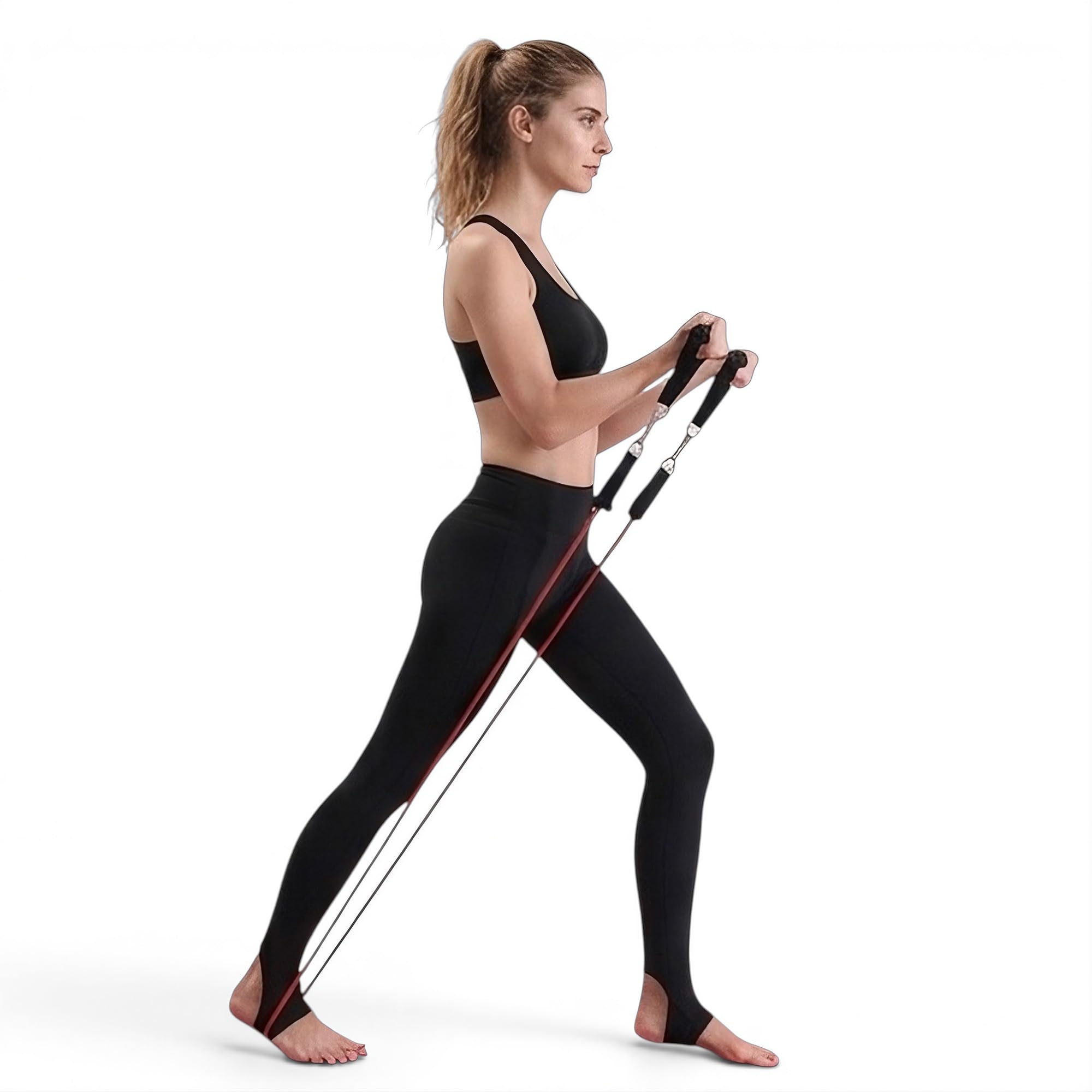 Kit Allenamento Smart Pro con Barra Modulare e 5 Elastici Fitness in TPR (5-25 kg), Set Bande Elastiche di Resistenza con Maniglie, Cavigliere e Ancoraggio Porta, Sacca Inclusa