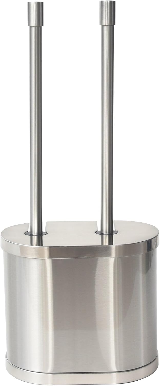 Metal Toilet Bowl Brush and Plunger Set, Brushed Nickel Bathroom Cleaning Combo Kit for Home Hotel Toilet