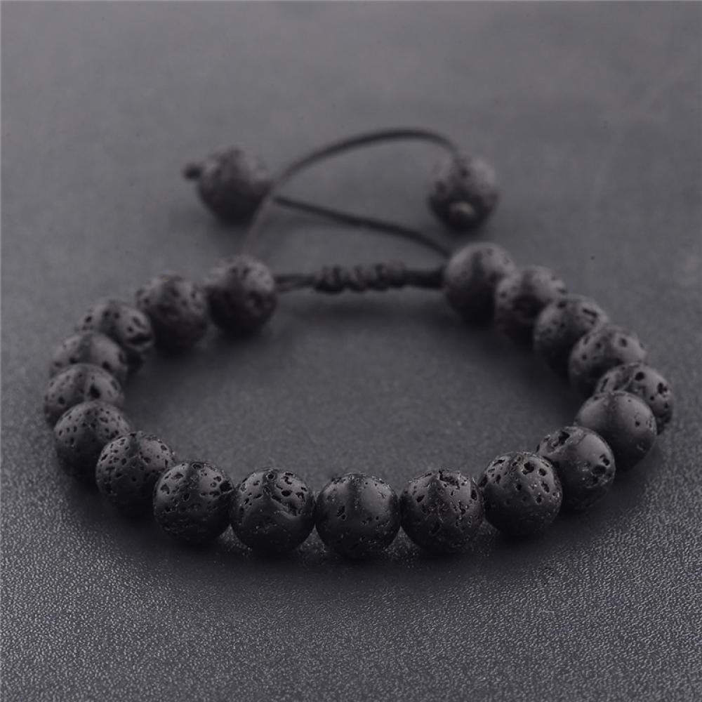 Steinarmband, Naturstein gewebtes Perlen Armband Modestudent Ehepaar Perlen Vulkansteinarmband Armband elastisches handgefertigtes Armband Personalisierte Kleidung Accessoires Schmuck Schmuck