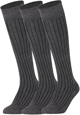 Mysocks Unisex 3 Pairs Knee High Ribbed Socks