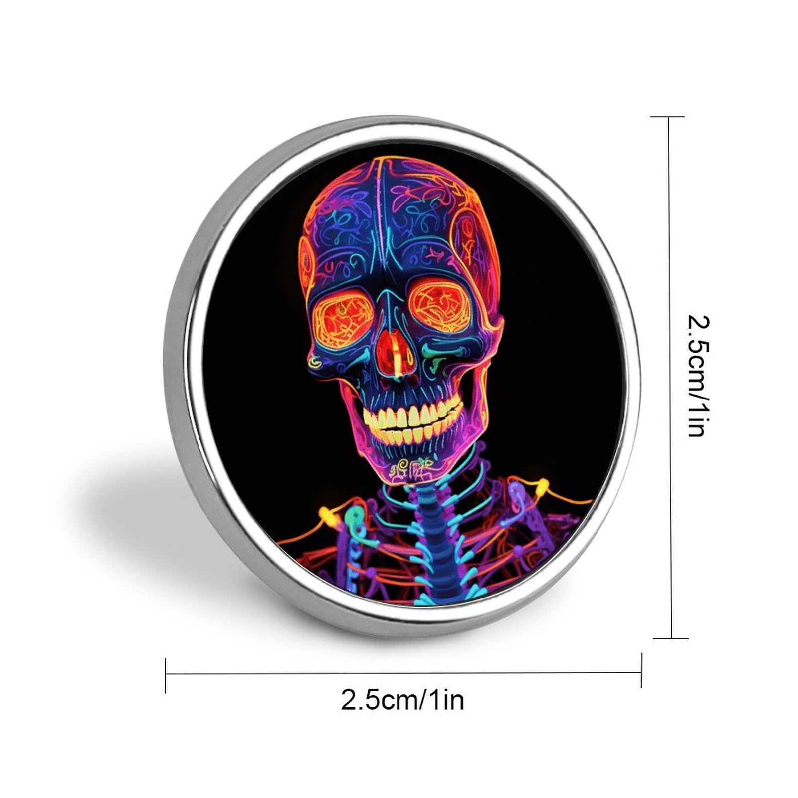 Aluminium Alloy Round Badge Brooch Pins for Men Skull Glowing Brooches Elegant Pin for Women Fashion Button Badges Brooch Badge for Hats Jackets Shirts