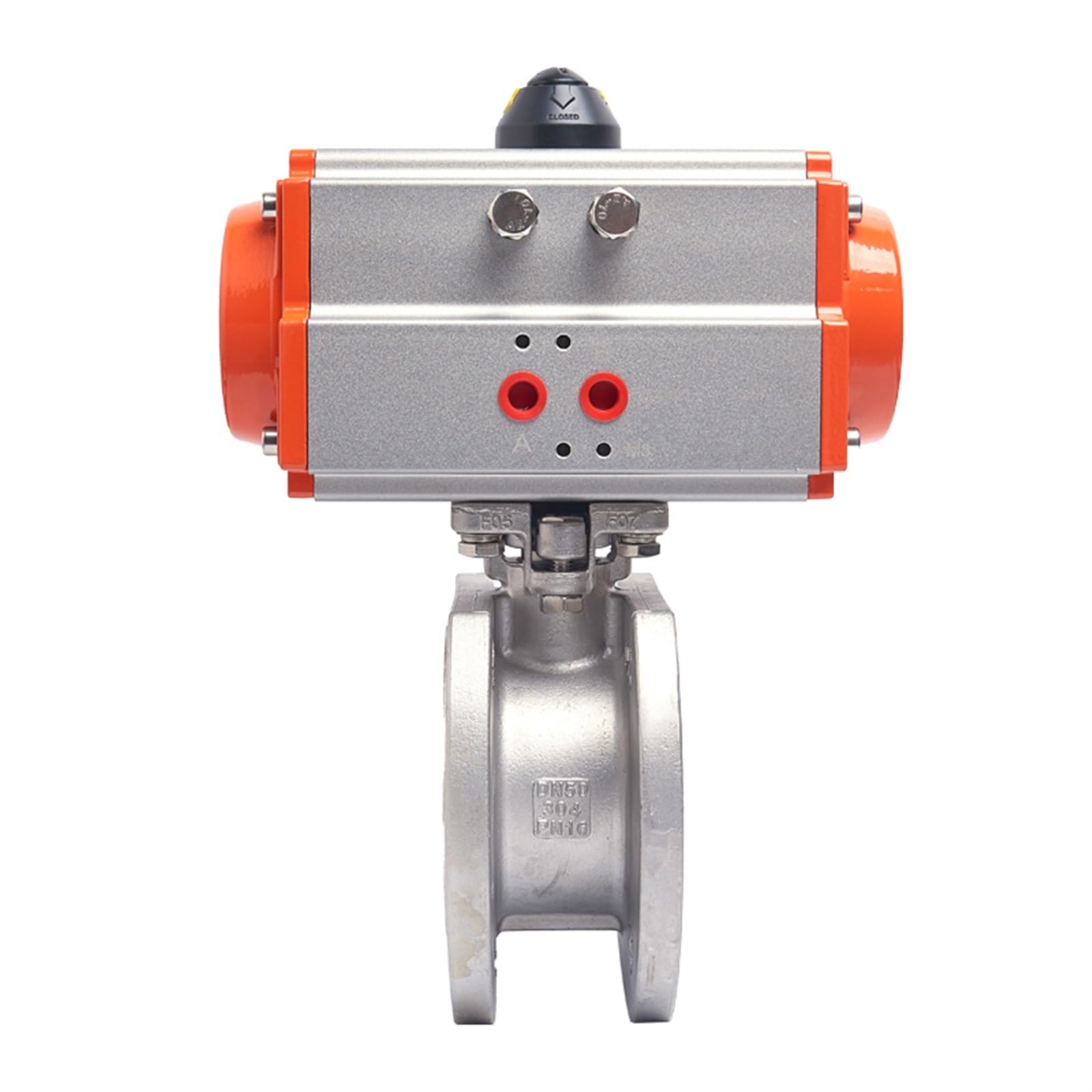 BOOGHIGC Q71F 1-1/2inch 304 Stainless Steel Pneumatic Wafer Type Ball Valve With Double Acting Cylinder Thin Flanged 1Pcs