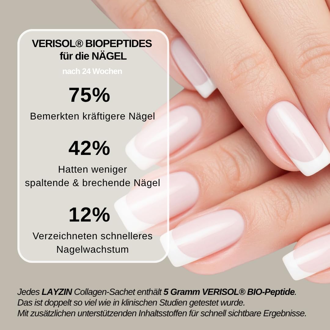 Kollagenpulver für Frauen mit Verisol®-Kollagen, Hyaluronsäure & Vitamin C – Anti-Aging-Schönheitsformel zur Hautverjüngung sowie für Haare & Nägel – Stärkt die Haut, Halal – 60 Sachets, Unisex