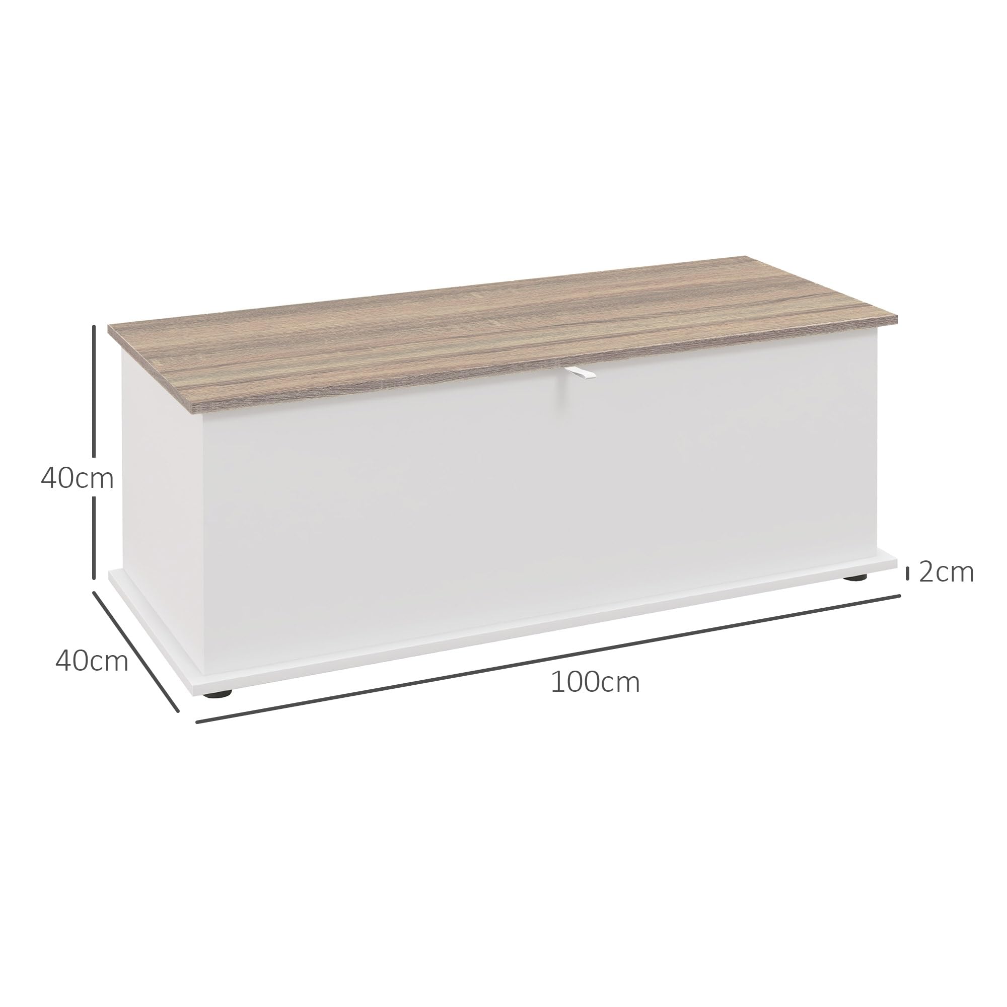 HOMCOM Baúl de Almacenaje, Banco de Almacenaje con Bisagra de Seguridad, Estilo Moderno, para Pasillo, Dormitorio, Salón, 100x40x40 cm, Roble y Blanco