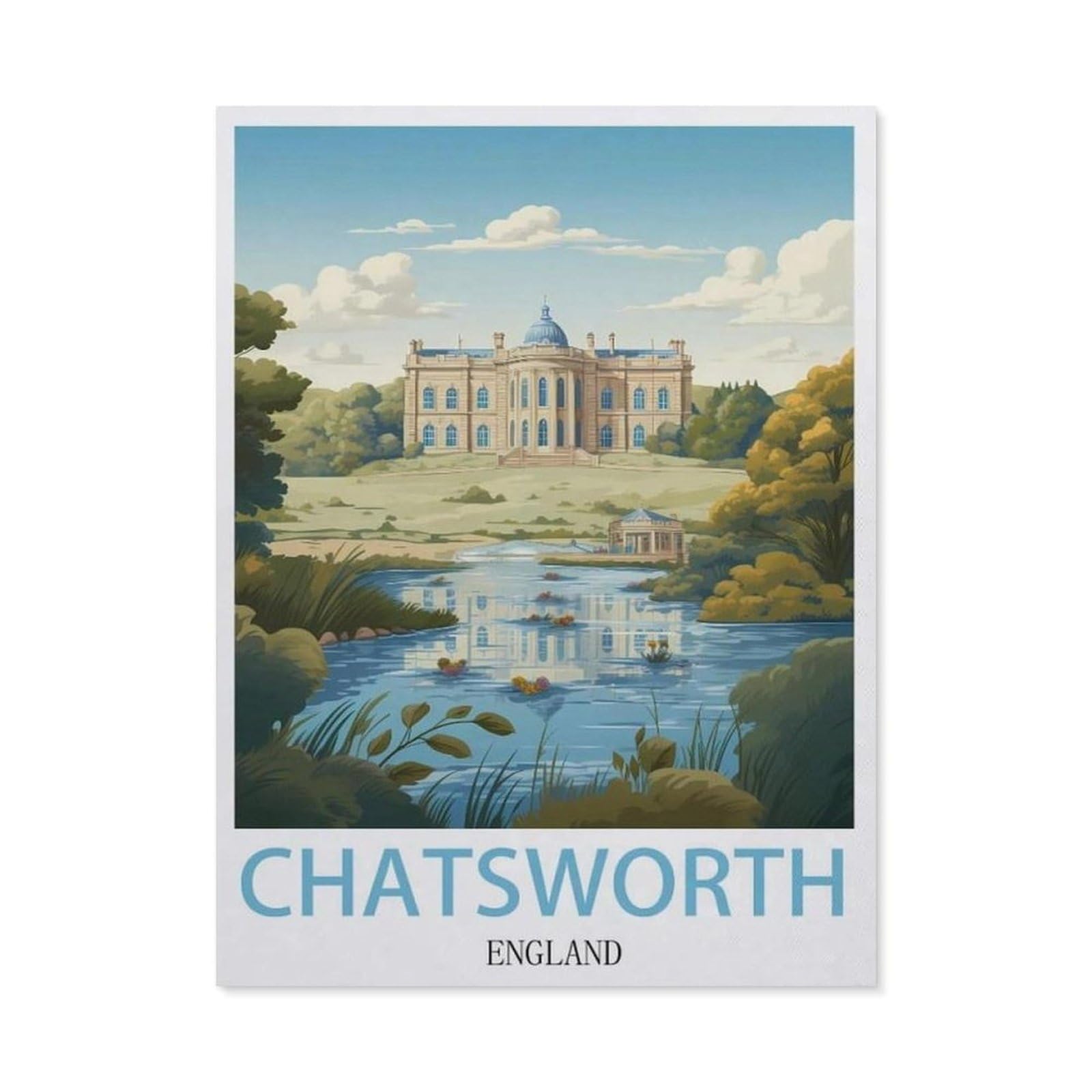 Vintage Metal Tin Sign，Chatsworth England(15x30cm）