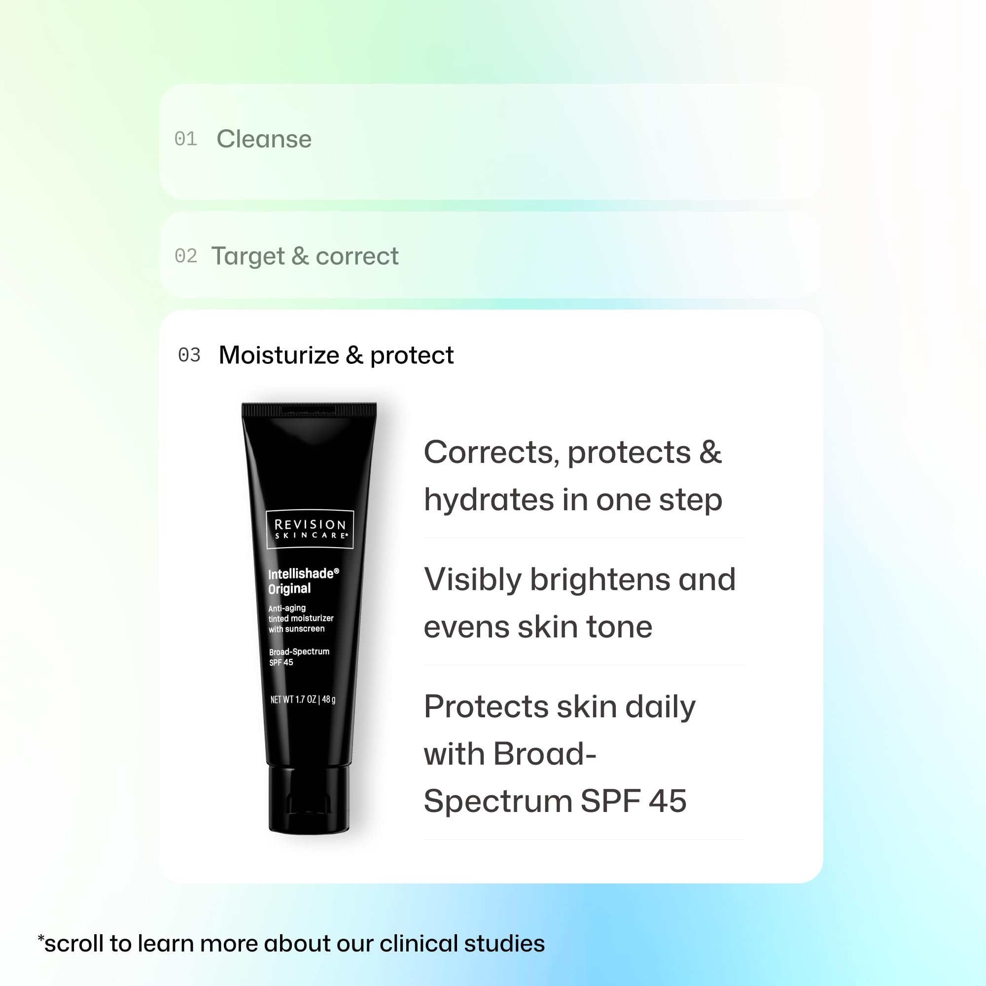 Revision Intellishade Original Anti-Aging Hidratante Tintado SPF 45 para Unisex 1,7 oz Crema
