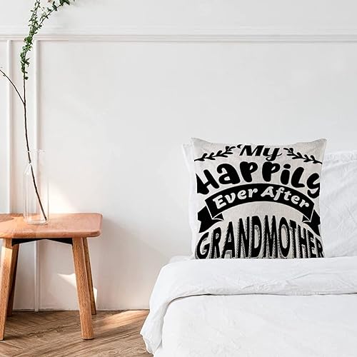 Miniatura 2 de My Happily Ever After Grandmother - Fundas de almohada sólidas, estilo vintage, para fiestas, fundas de cojín cuadradas de algodón y lino para