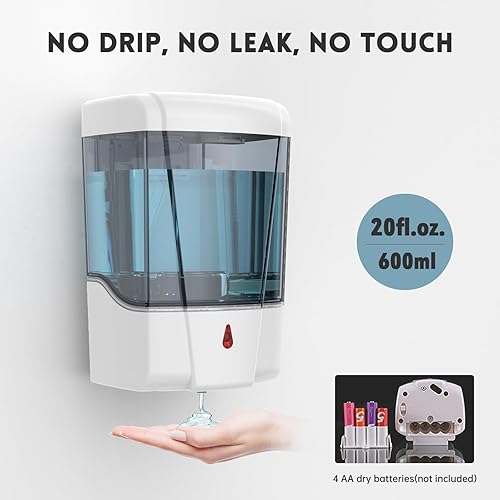 Miniatura 2 de Dispensador automático de jabón de 20 fl oz20.3 fl oz de montaje en pared líquido ABS automático manos libres sin contacto dispensadores de jabón