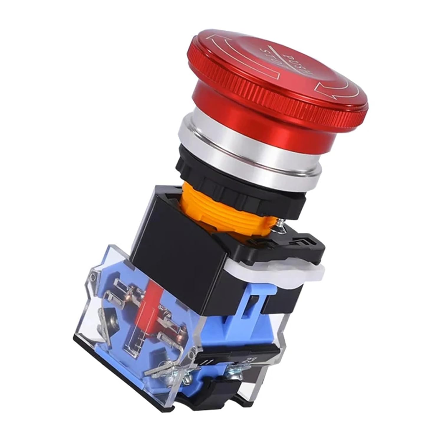 22mm 10A LA38 Metal Stainless Steel Aluminum Plastic Emergency Stop Button Switch 1Pcs