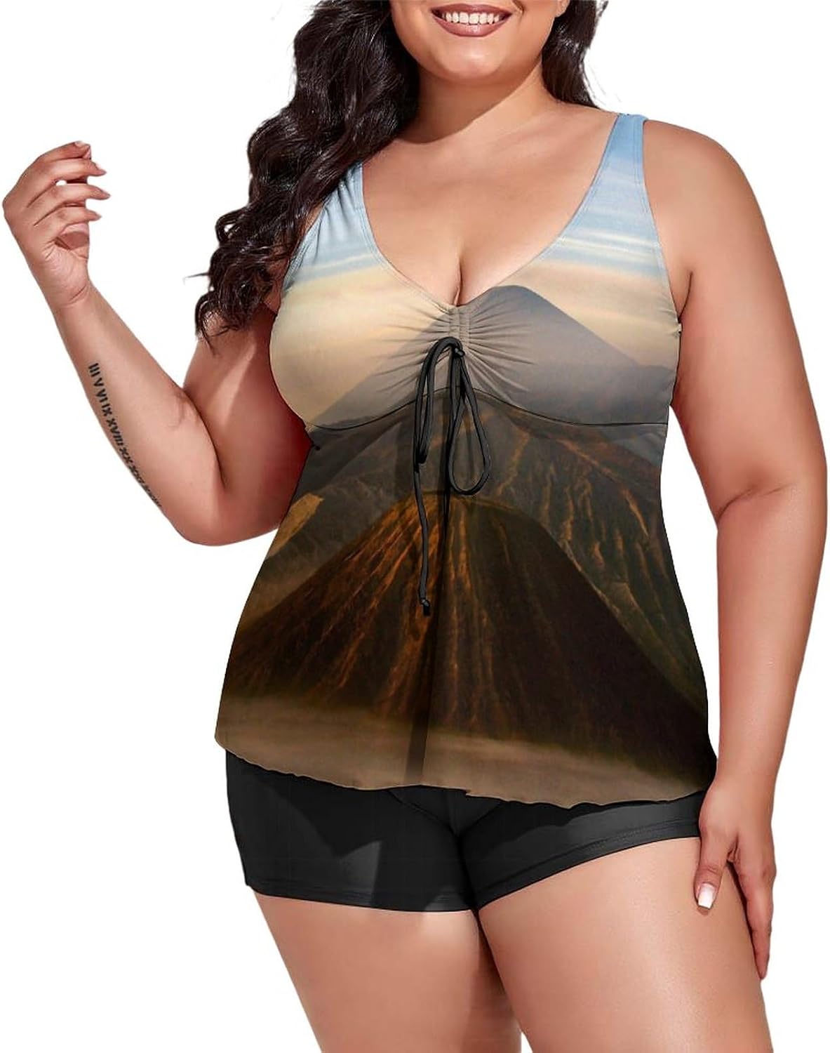 Plus Size Tankini Swimsuits for Women's Vermont Mountain Bathing Suit Tummy Control Swimdress Women's 2 Pieces Top Shorts