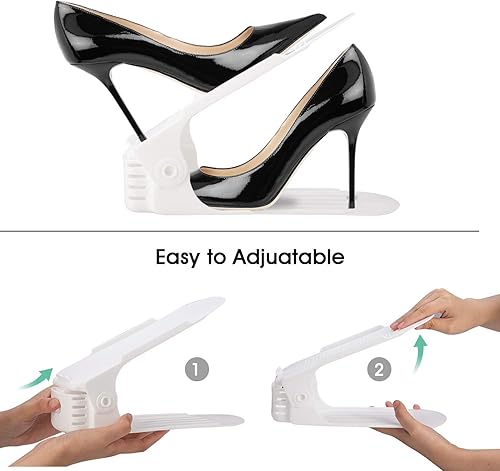 Miniatura 4 de Neprock Paquete de 20 organizadores de ranuras para zapatos (blanco) con 16 ranuras gruesas mejoradas para zapatos (negro)