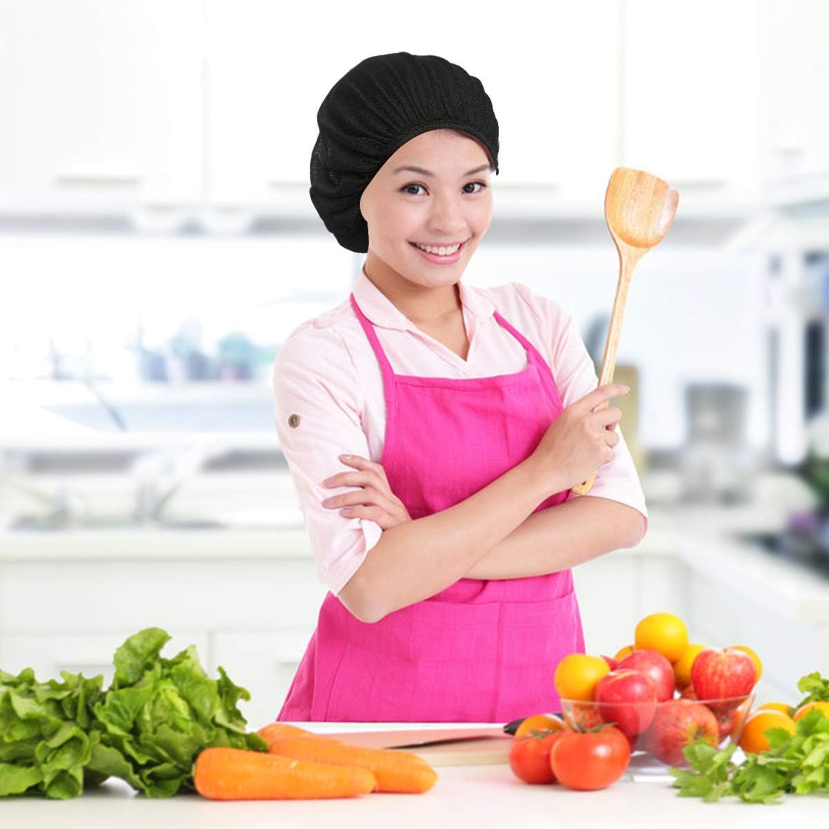 4 or 8 Pack Chef Hat Kitchen Cooking Chef Cap Adjustable Food Service Hair Nets Reusable Washable Mesh Bouffant Beanie - Image 7