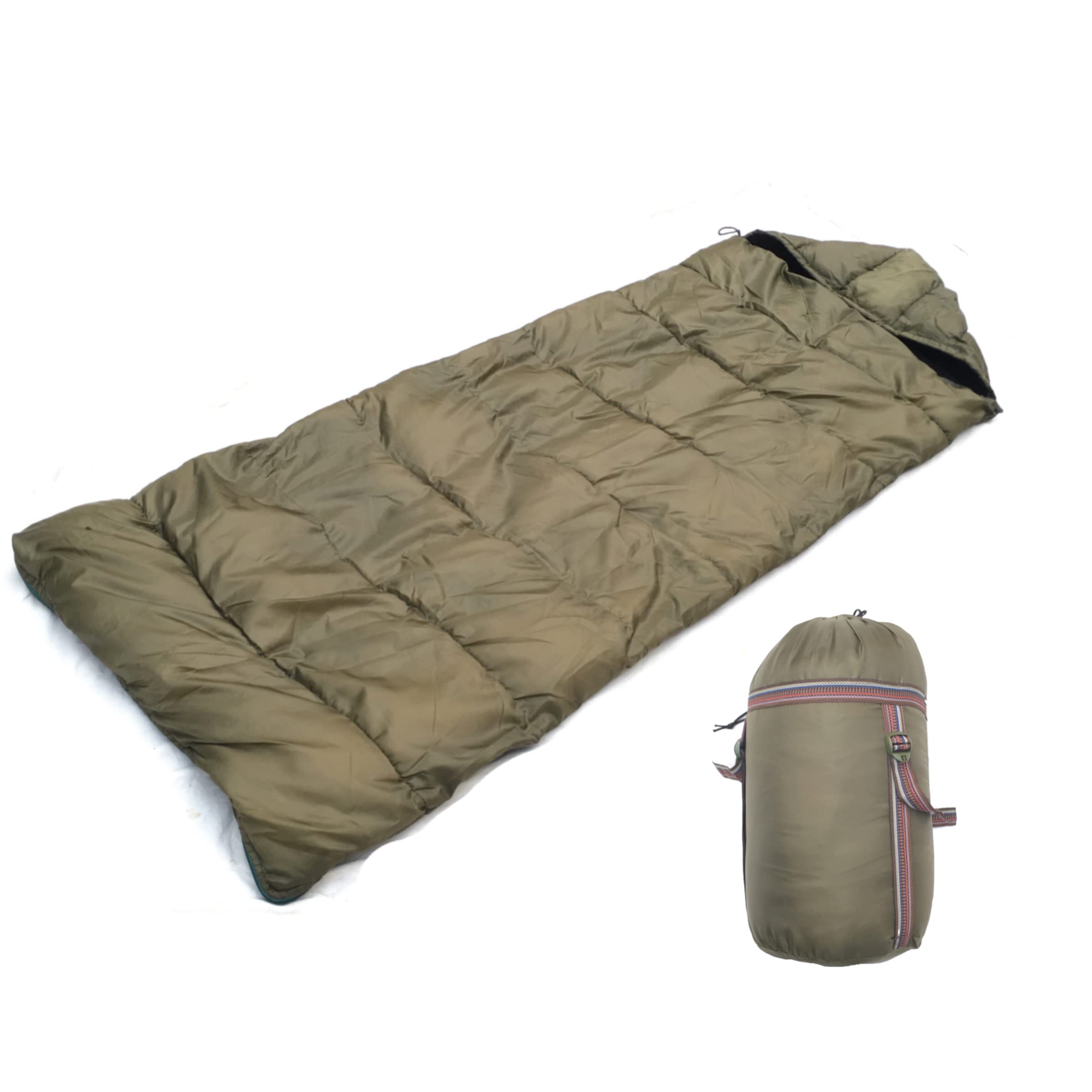 Aim Emporium Rectangular Shape 15°C to 25°C for Traveling, Camping Hiking Sleeping Bags Color Green.