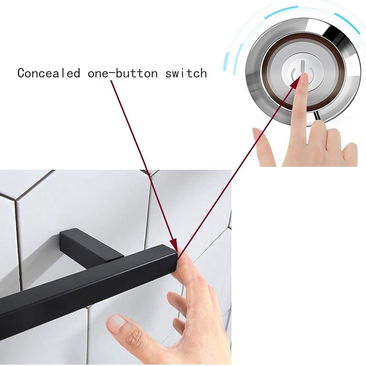 SkyFace Scaldasalviette Elettrico Bagno a Basso consumo 89W, termoarredo Elettrico Bagno da Parete Asciugabiancheria Portasciugamani in Acciaio Inossidabile con Interruttore a LED (220V)