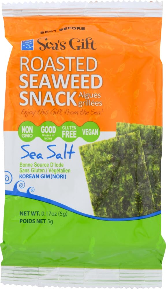Sea's Gift Korean Seaweed Snack (Kim Nori), Roasted & Sea Salted, 0.17-Ounce Bags (Pack of 24)