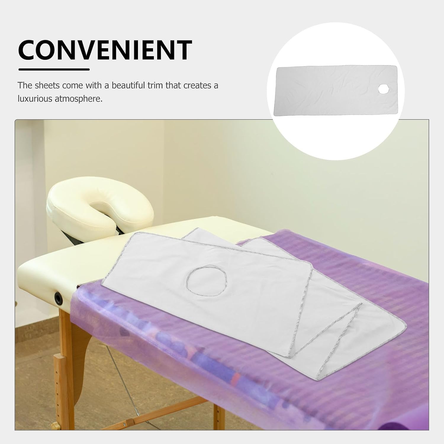 Massage Table Sheet Cover Set 2pcs Gray Cotton 80x200cm Washable Spa Bed Sheets with Face Hole for Beauty Salon and Esthetician Use