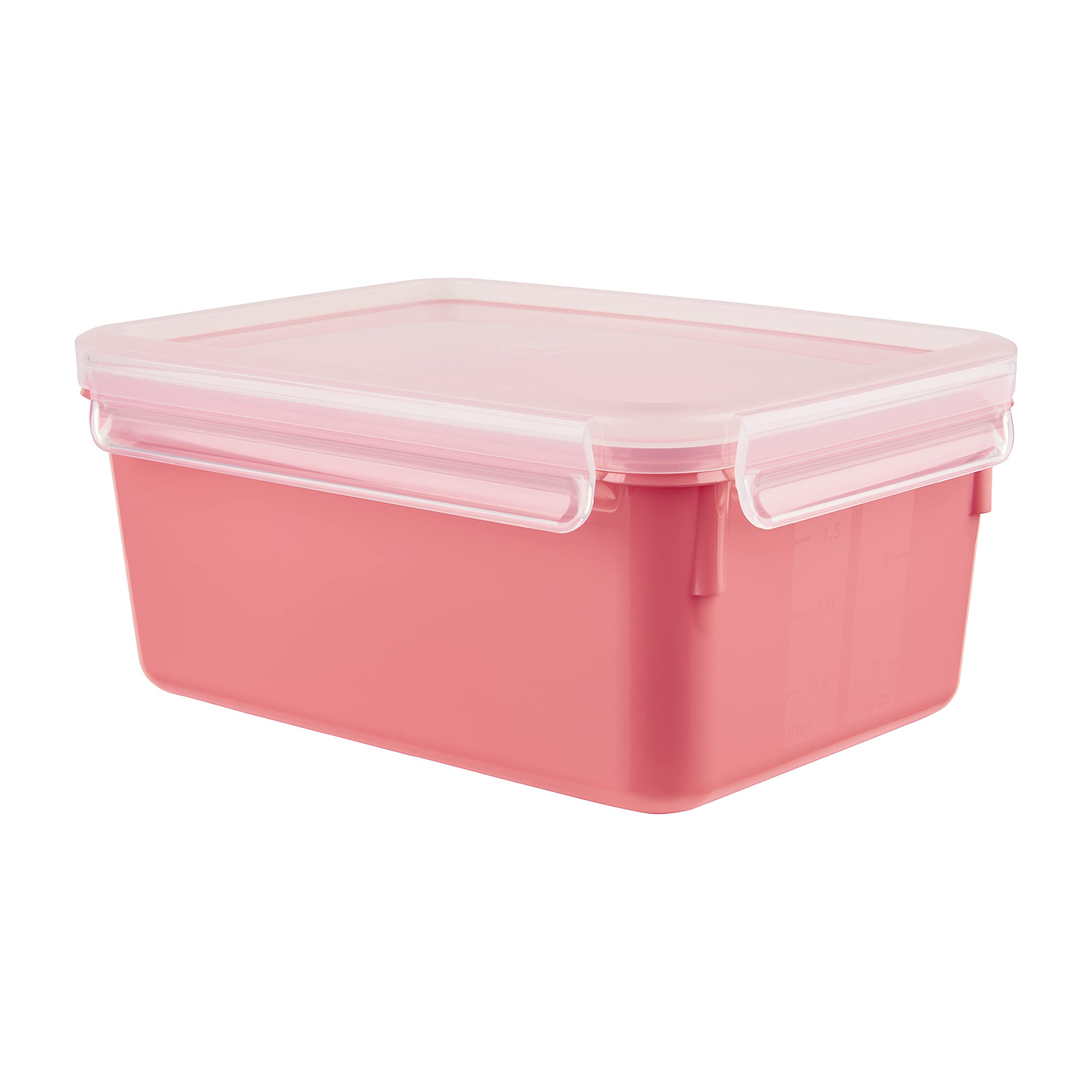 Emsa N10129 Clip & Close Colour Edition Food Storage Container, 2.2 Litres, 100% Leak-Proof, Hygienic, BPA-Free, Dishwasher, Microwave and Freezer Safe, Coral
