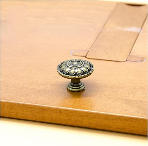 Miniatura 3 de binifiMux Paquete de 8 pomos redondos tradicionales de 1.2 pulgadas de ancho para cajones de gabinete, color negro, latón antiguo, manijas colgantes