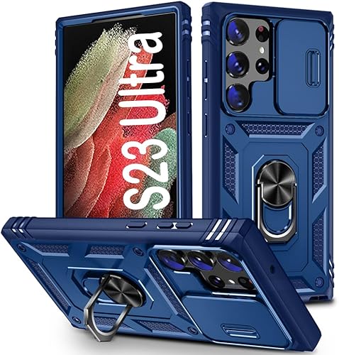 PASNEW Funda para Samsung Galaxy S23 Ultra, cubierta de metal de 360 y cámara deslizante, armadura de múltiples capas, militar, resistente, cuerpo