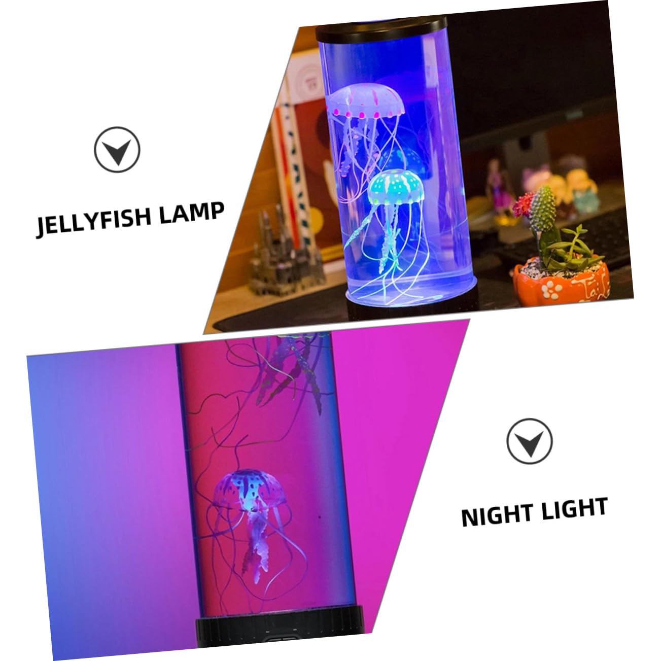 Lámpara de Noche LED de Medusa para Dormitorio Luz Azul Calmante y Cuerpo de Acrílico Cable USB para Decoración y Ambiente Relajante