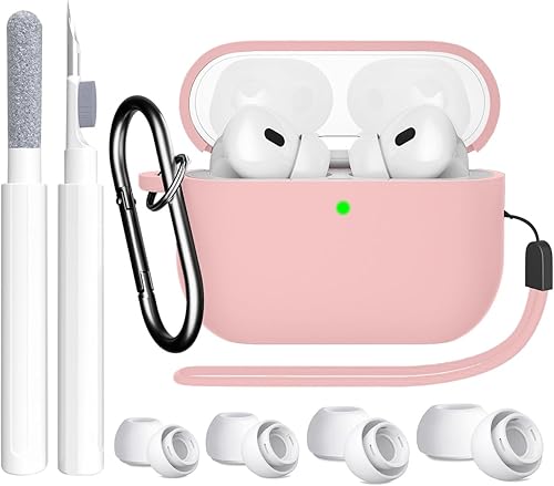 Supfine Funda 4 en 1 para AirPods Pro Generation 20222019 con kit limpiador y orejeras de repuesto XSSML funda de silicona suave para AirPod Pro con
