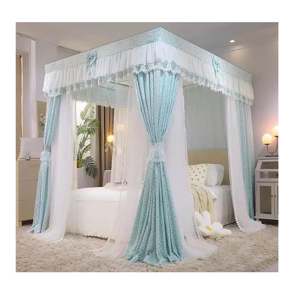 Moustiquaire à baldaquin rose pour lit de princesse romantique 150x200cm