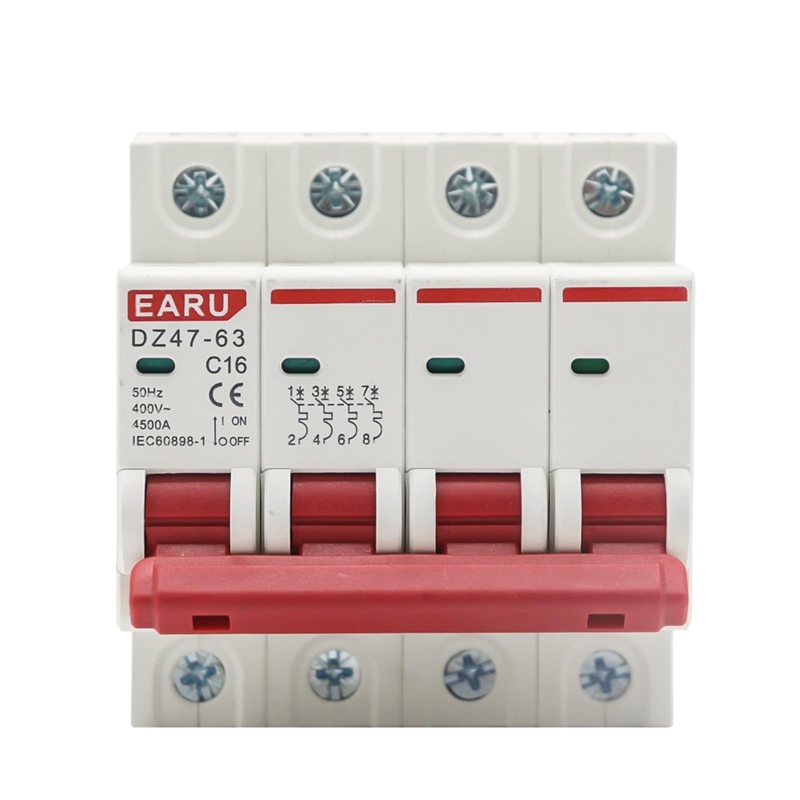 Mini-disjoncteur DZ47 4P courbe C pour protection contre les surcharges 400V