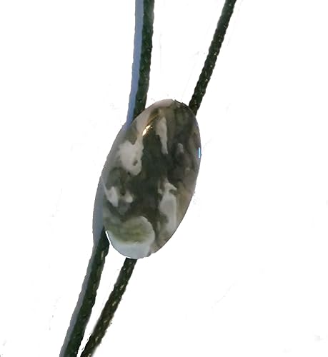 Miniatura 2 de Green and Whites Swirl in This Large Agate Bolo Stone with Green Leather Cords and Sterling Silver Tips