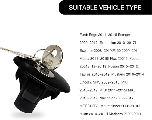 Miniatura 5 de Miytsya 1 tapa para depósito de combustible para automóvil, repuesto 8U5Z9C268B 8U5Z-9C268-B 10524, tapa protectora para tanque de combustible con 2