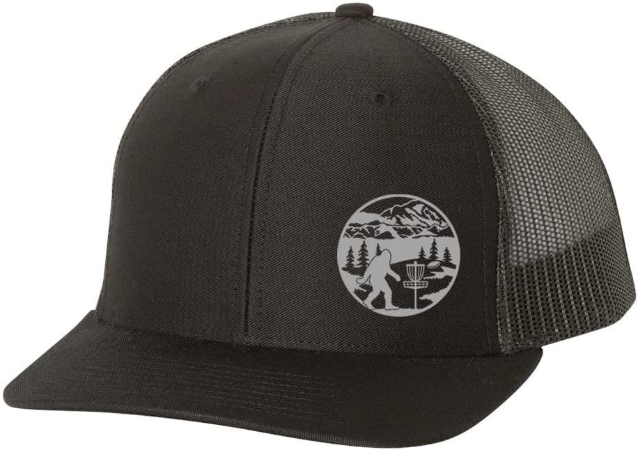 Trenz Shirt Company Disk Golf Bigfoot Throwing Disk Golfer Mens Embroidered Mesh Back Trucker Hat