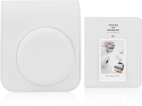 Miniatura 5 de Funda de color sólido para cámara instantánea compatible con cámara instantánea Fujifilm Instax Mini 12, funda de piel sintética con bolsillo y