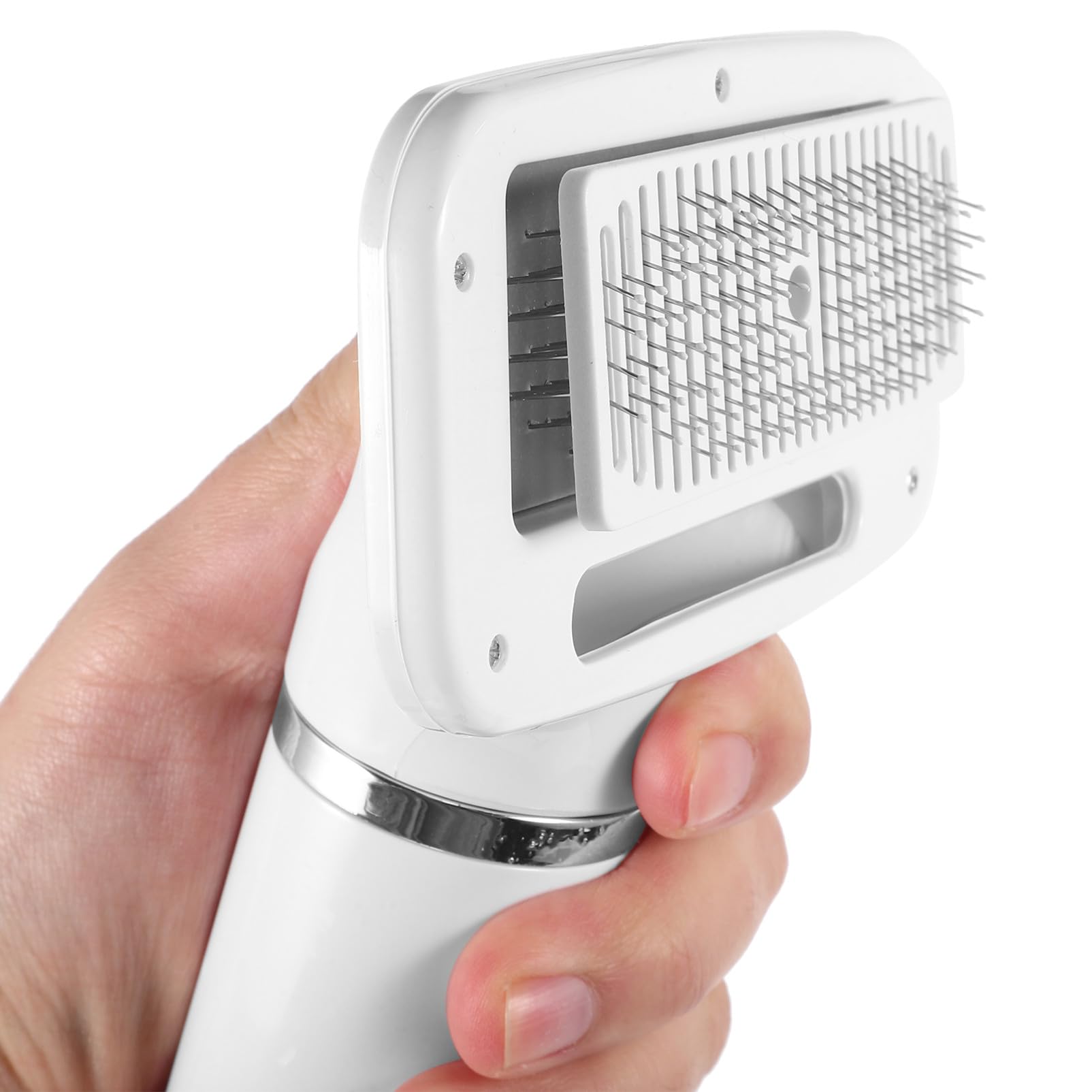 Brosse Séchoir à Poils de Chien, Peigne de Toilettage Électrique | Chat et Chien, Plastique Blanc, Format Portable, Fonction Démêlante et Séchage Chaud