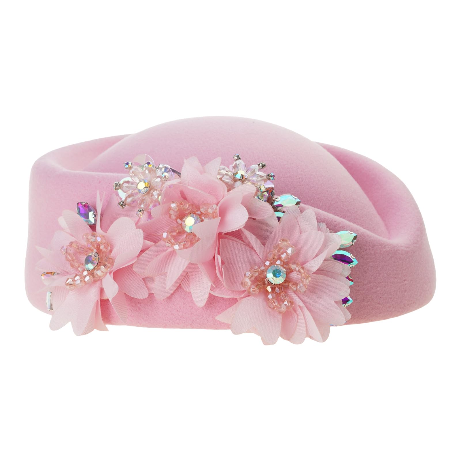 yanwuwa Artificial Flower Stewardess Hat 20s Cocktail Party Props Wool Hat Flapper Bowler for Masquerades Dressingup Women Soft Berets