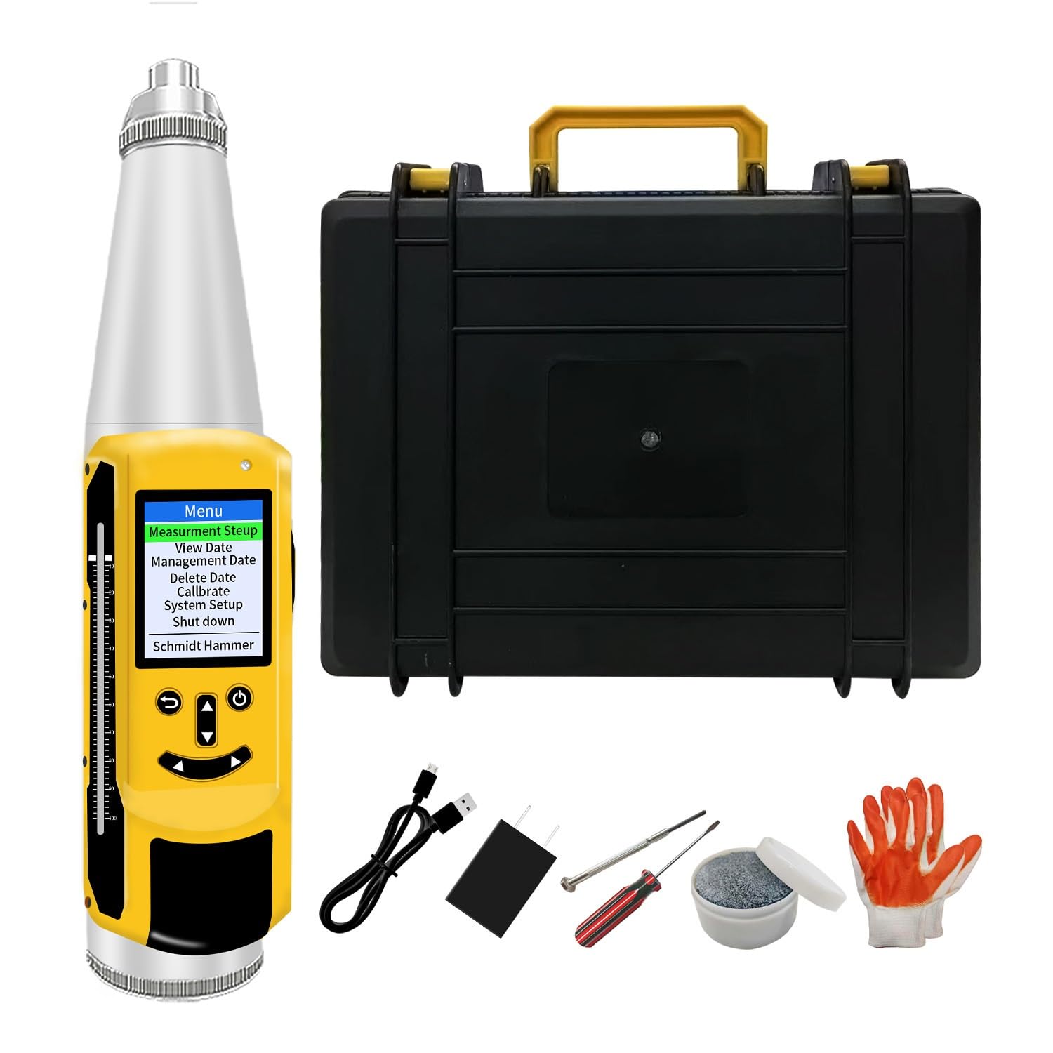 Eiwitany Digital Voice Broadcast Concrete Rebound Resiliometer, Concrete Strength Tester With Data Export For Construction & Bridge Detection