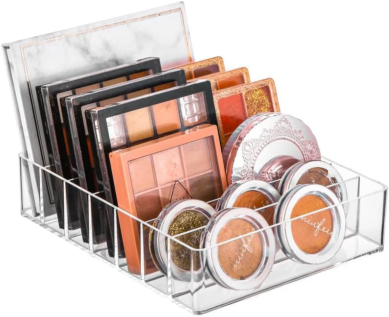 ANTOLE Acrylic Clear Make Up Organizers and Storage Holder,Eyeshadow Palette Organizer,7 Sections Palette Organizer Makeup Holder for Bathroom Countertop Wallets Sunglasses 2 Pack