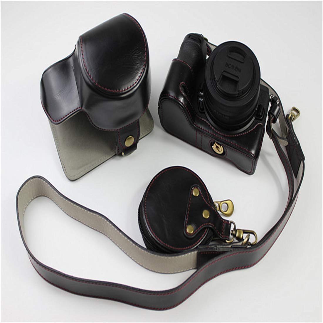Custodia Per Fotocamera in Pelle, Borsa Per Fotocamera Copertura Completa Del Corpo Antigraffio Protettivo Per Fotocamera Z50, Z DX 16-50Mm F / 3.5-6.3 Lente VR,Nero