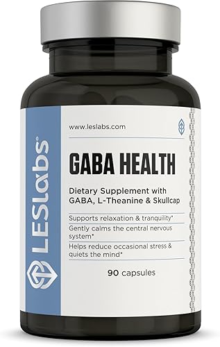 LES Labs GABA Health - Mente tranquila y relajación, alivio del estrés, apoyo de neurotransmisores y sueño profundo - GABA, taurina, pasiflor,