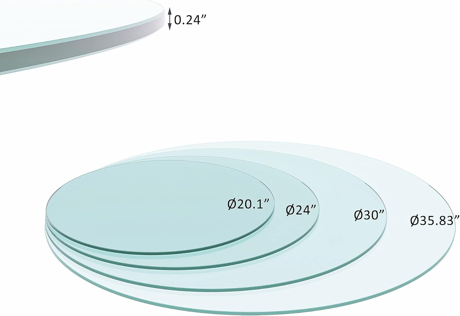 24 Inch Round Tempered Glass Table Top – 1/4 Inch Thick Clear Flat Polished Edge for Dining, Coffee, Office, and Patio Tables