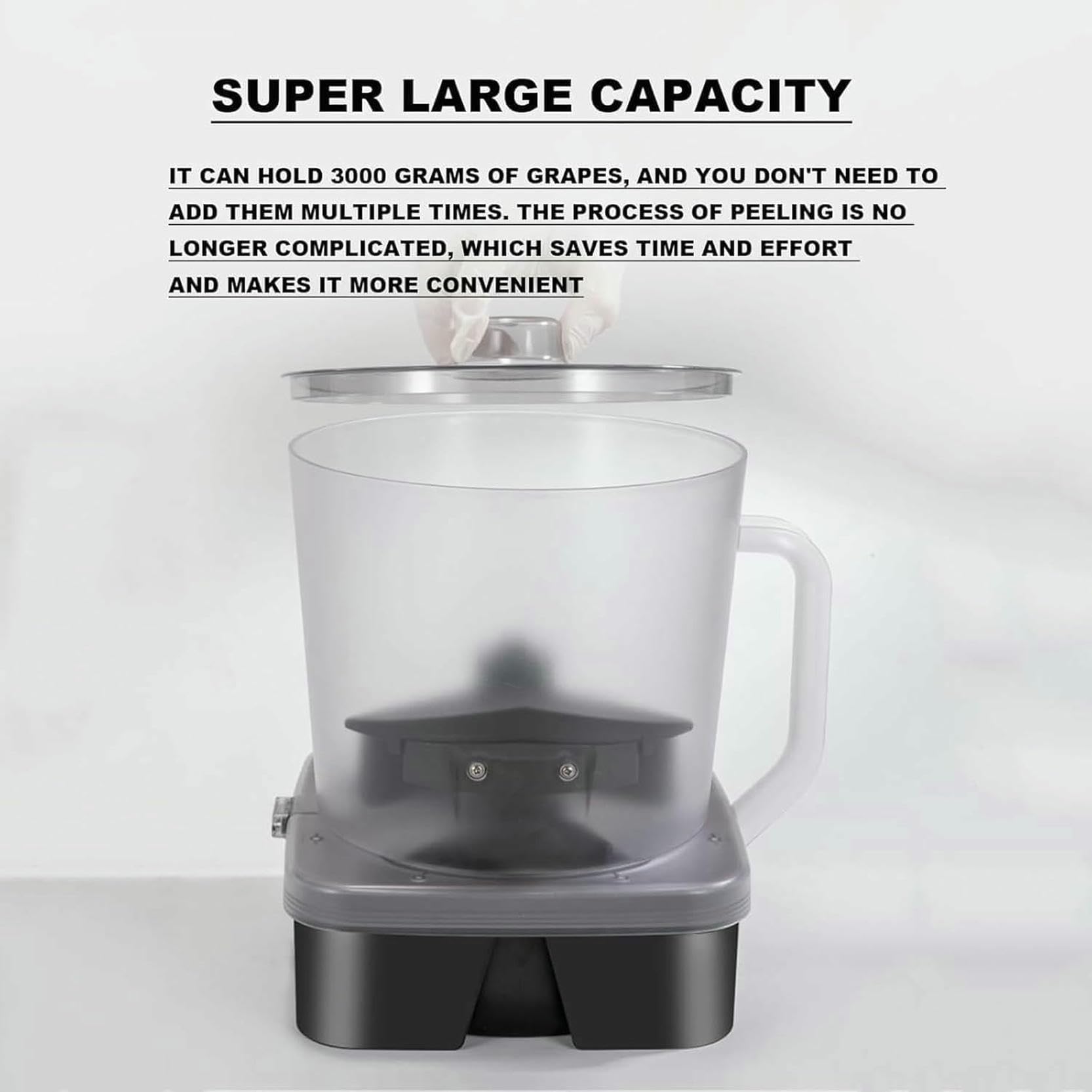 Pelador de frutas inteligente comercial de 2500 W, máquina peladora de piel de uva con rotación automática de 500 g/min, pantalla de 2,8 pulgadas y recipiente de 3 kg de capacidad, para uvas, cereza