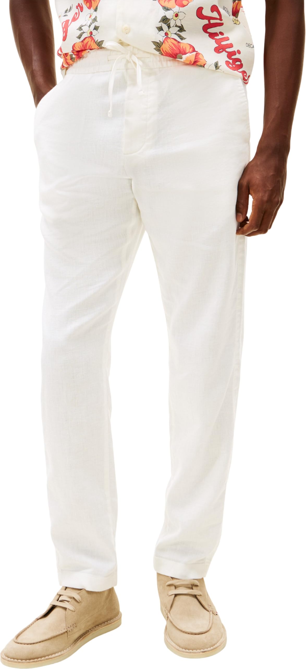 Tommy Hilfiger Men's Harlem Sorona Linen MW0MW38801 Chino, White, 38W / 32L