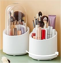 360° Rotating Makeup Organizer, Cosmetic Storage Box with Lid, Multifunctional Desk Brush Holder