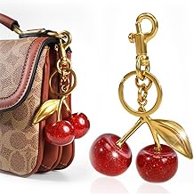 Women's Keyring, Bag Keychain, Cherry Keychain, Cute Golden Cherry Charm, Fashion Accessory for Bags and Car, Gifts for Christmas, Mother's Day, Birthday