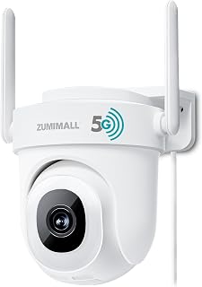 ZUMIMALL 4MP Security Cameras Outdoor, 5G/2.4G WiFi Outdoor Security Camera with 360Â°PTZ, 24/7 Wired Cameras for Home Security, Auto Tracking, Motion&Noise Alert, SD Card&Cloud, Works with Alexa, IP66