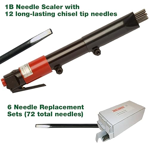 Miniatura 2 de CS Unitec Kit básico de escalador de agujas 1B Cincel de aire de 12 agujas 6 juegos Agarre en línea de grado profesional 3800 BPM Air