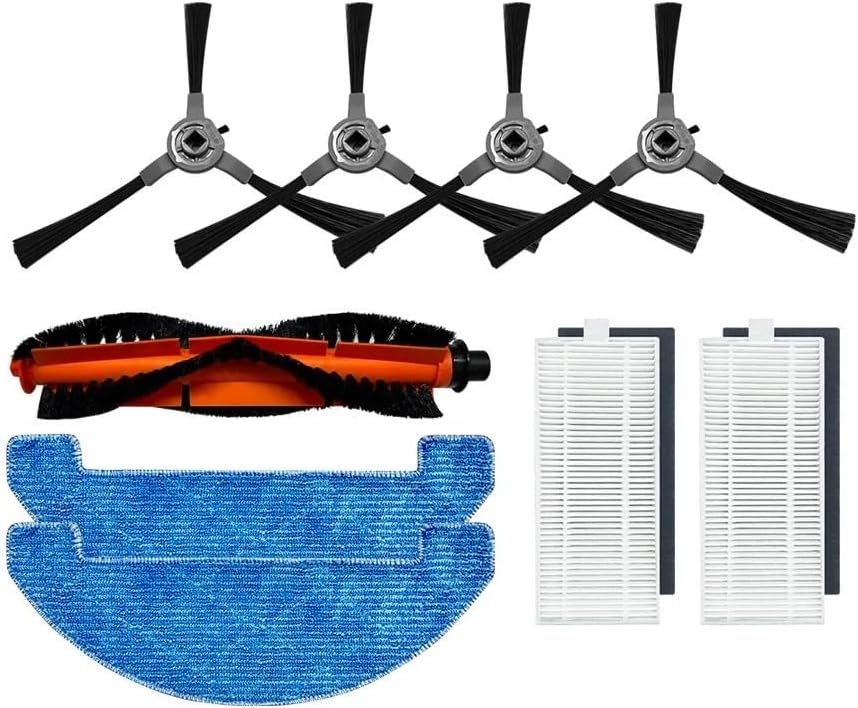 Spare Parts Compatible with Robot Vacuum Cleaner ABIR K30, Includes Side Brus 4pcs,Mop 2pcS,HEPA Filters 2pcs,Central Brush 1pc